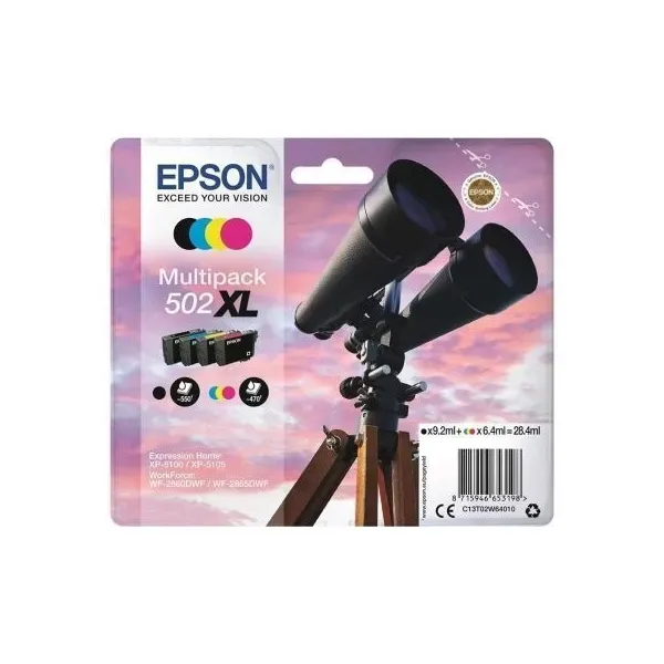 Tinteiro Original Epson Multipack nº502XL Alta Capacidade Preto Azul Magenta Amarelo
