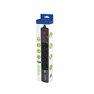Tomada de Corrente Gembird 5 Sockets + 2 Usb 2A 1.5Mt
