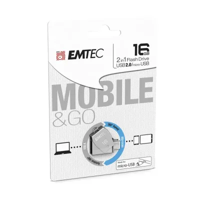 Pen Drive Emtec Dual T250 Usb2.0 + Micro Usb 16Gb