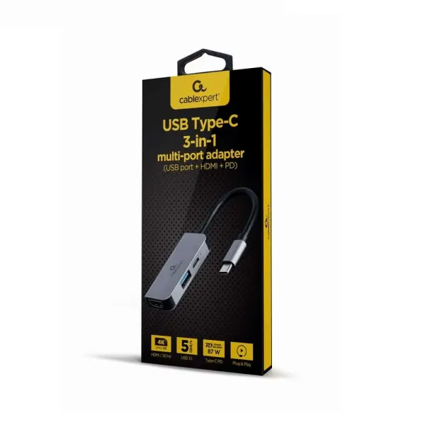 Adaptador – Docking Station Type-C 3IN1 3*USB 1XHDMI Hub e Type-C Power