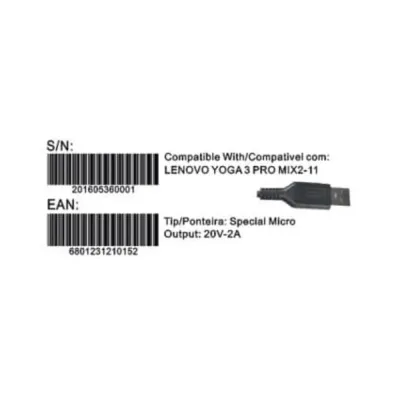 Transformador Compativel 2HIX Lenovo Yoga 3 20V 2A Special Micro