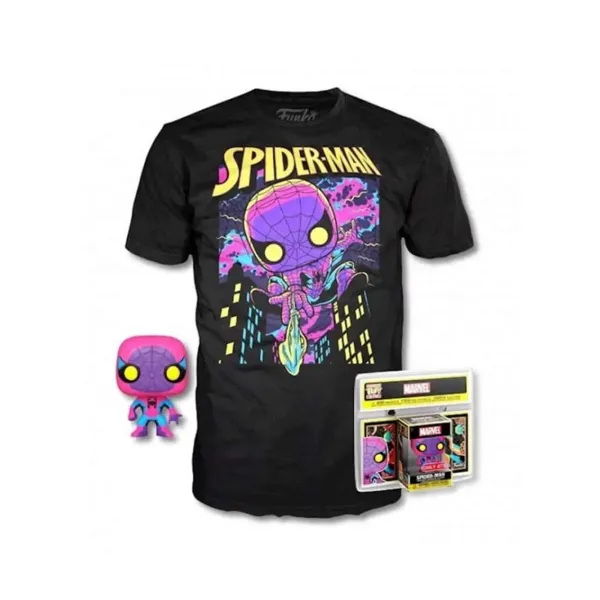 Funko Pop! SpiderMan Black Light – Marvel + Camisola (L)