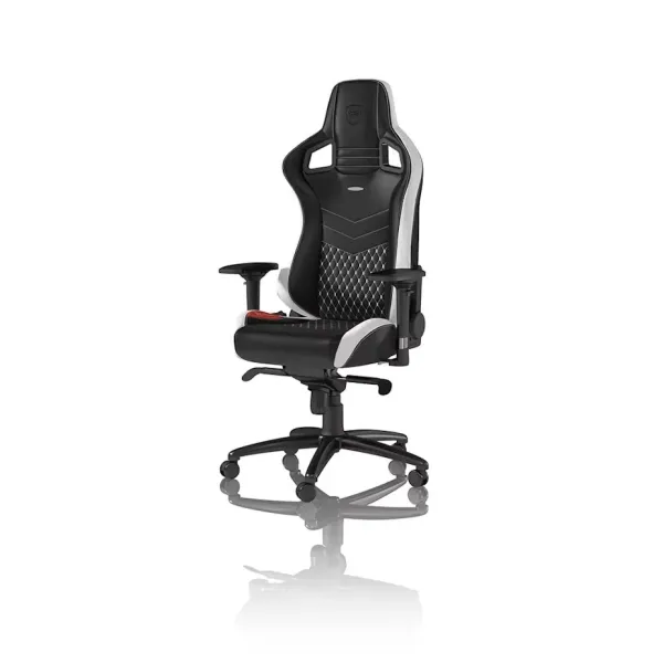 Cadeira noblechairs EPIC Real Leather – Preto / Branco / Ve