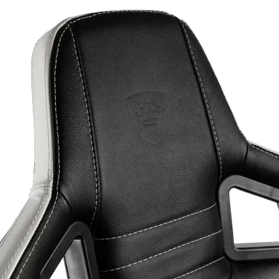Cadeira noblechairs EPIC Real Leather – Preto / Branco / Ve