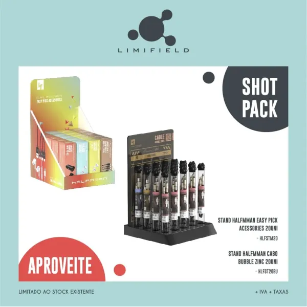 Shot Pack – Stand Halfmman Easy Pick Acessories 20Uni + Stand Halfmman Cabo Bubble Zinc 20Uni