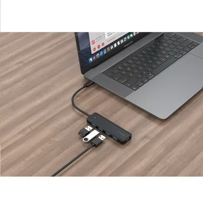 Hub Type-C Gembird com 4Portas Usb 3.0 Preto