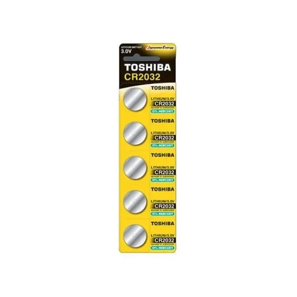 Pack de 5 Pilhas de Botão Toshiba CR2032/ 3V