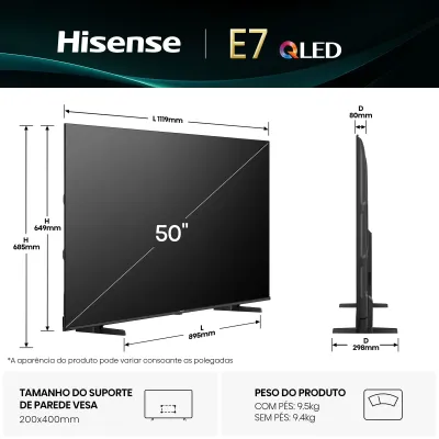 TV Hisense QLED 50? Uhd 50E7Q Smart TV