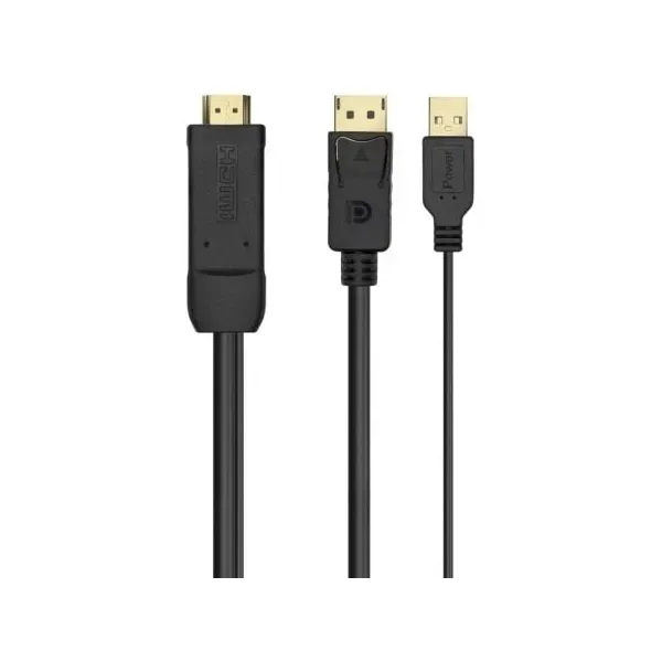 Cabo Conversor Aisens A122-0641 HDMI Macho para DisplayPort Macho + USB Macho até 10W 2250Mbps 10cm + 1.8m