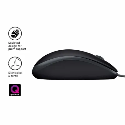 Rato Logitech B110 Silent USB 1000DPI 3 Botões Preto
