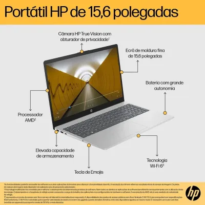 Portátil HP Pavilion 15-FC0017NP R5 7520U 16GB 512GB SSD 15.6? FHD Sem SO
