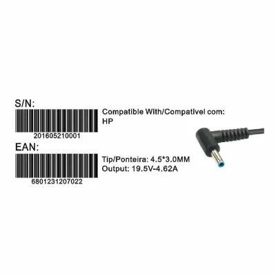Transformador Compativel 2HIX Hp 19.5V 4.62A Tip 4.5*3.0