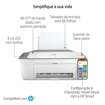 Multifunções Jacto de Tinta HP Deskjet 2720e WiFi Fax Movel Branca