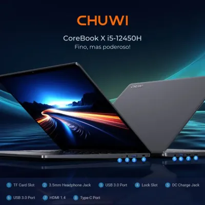 Portátil Chuwi Corebook X 14? 2160*1440 Ips Intel I5-12450H 16Gb 512Gb Wifi 6 BT 5.2 Win11 Home Teclado PT