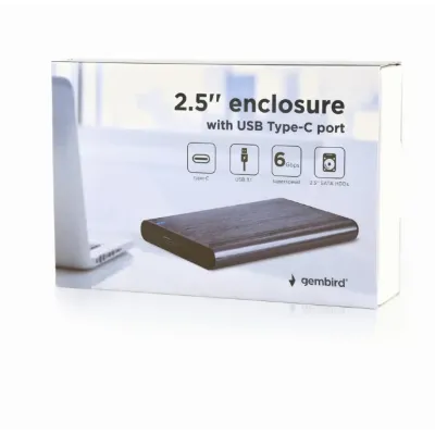 Caixa Externa Hdd Gembird 2.5? Sata Type-C Cinza