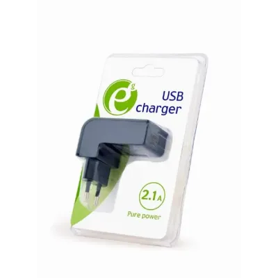 Carregador Gembird USB 2.1A Preto Curvo