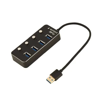 Hub Usb3.0 Gembird com 4 Portas Usb 3.0 Com On/Off Preto