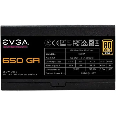 Fonte Alimentação EVGA 650 GA Supernova 650W Ventoinha 13.5cm 80 Plus Gold