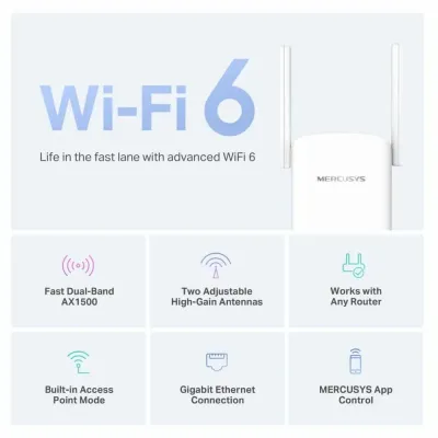Repetidor Mercusys ME60X AX1500 Dual-Band Wi-Fi 6 Gigabit