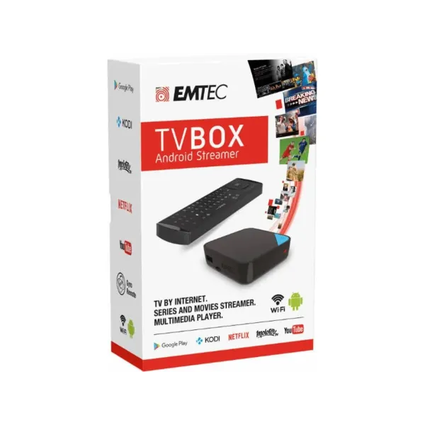 Smart Tv Box Android Emtec 4Core 1Gb + 16Gb Com Comando