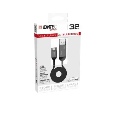 Cabo Emtec Com Pen Usb 3.1 e Lightning 32Gb