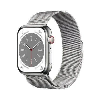 Apple Watch Series 8 GPS Celular 45mm Caixa de Aço Inoxidavel Prateado Correia Milanesa Loop Prateada