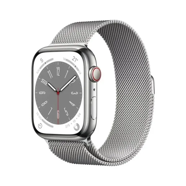 Apple Watch Series 8 GPS Celular 45mm Caixa de Aço Inoxidavel Prateado Correia Milanesa Loop Prateada