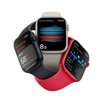 Apple Watch Series 8 GPS Celular 41mm Caixa de Alumínio em Preto MeiaNoite Correia Desportiva Preto MeiaNoite