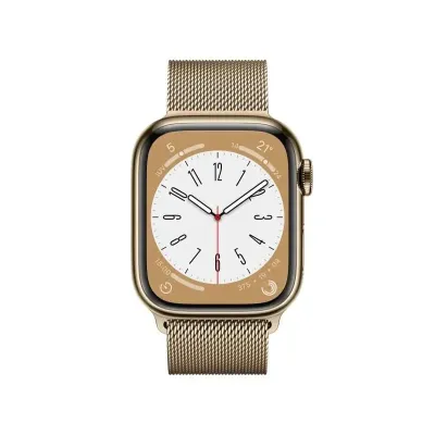 Apple Watch Series 8 GPS Celular 41mm Caixa de Aço Inoxidável Dourado Correia Milanesa Loop Dourada