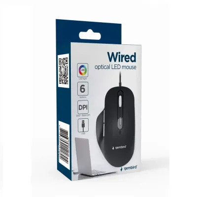 Rato Gembird Iluminado 6 Botões Confort Usb 2.0 Preto