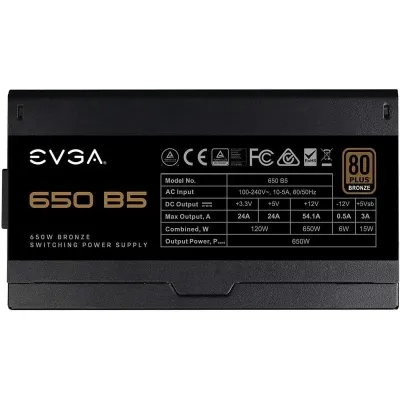 Fonte Alimentação EVGA 650 B5 650W Ventoinha 13cm 80 Plus Bronze