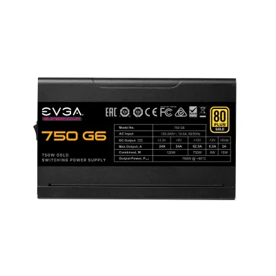 Fonte Alimentação EVGA 750 G6 Supernova 750W Ventoinha 13.5cm 80 Plus Gold