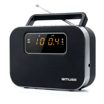 Rádio Digital Portátil MUSE M-081 Com Relogio Preto
