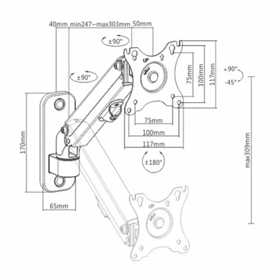 Suporte Parede Gembird Ajustável para Monitor até 27? 7Kg