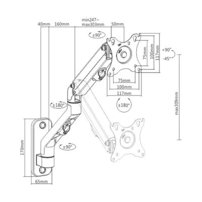 Suporte Parede Gembird Ajustável e extensivel para Monitor até 27? 7Kg