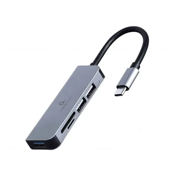 Hub Type-C Gembird UHB-CM-CRU3P1U2P2-01 1xUSB 3.0 2xUSB 2.0 1x Leitor de Cartões