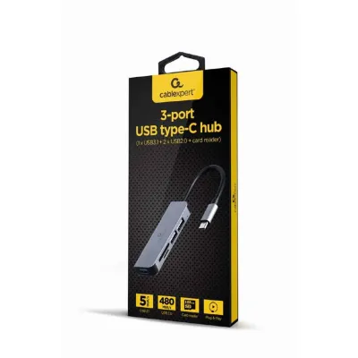 Hub Type-C Gembird UHB-CM-CRU3P1U2P2-01 1xUSB 3.0 2xUSB 2.0 1x Leitor de Cartões
