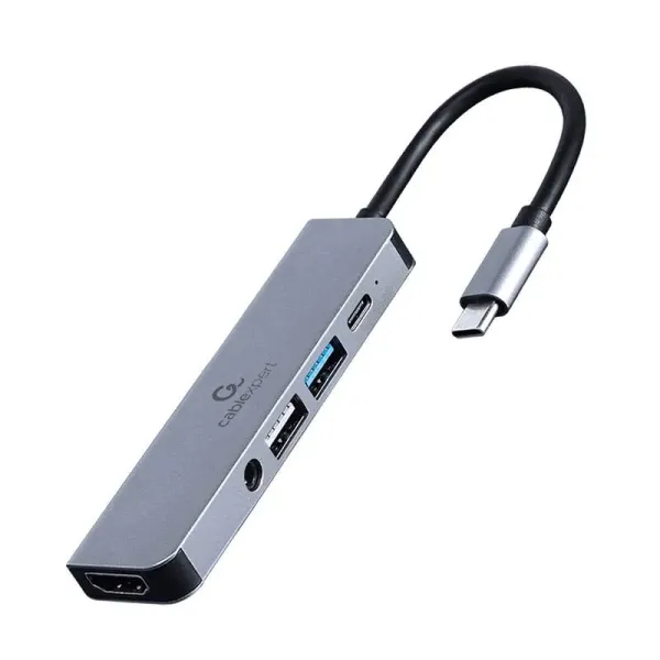 Adaptador – Docking Station 5IN1 Type-C 1*USB3.1 1*USB2.0 1* HDMI 4K 3.5Audio Type-C PD