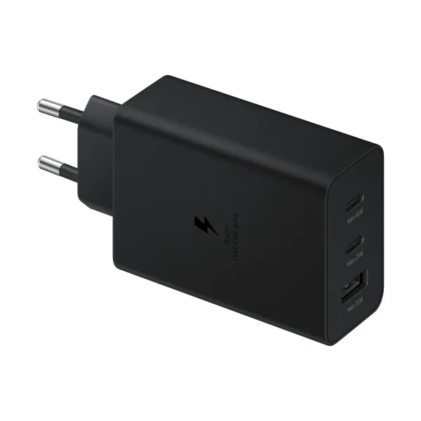 Carregador SAMSUNG Trio 65W USB-C 25W USB-C 15W USB-A Preto