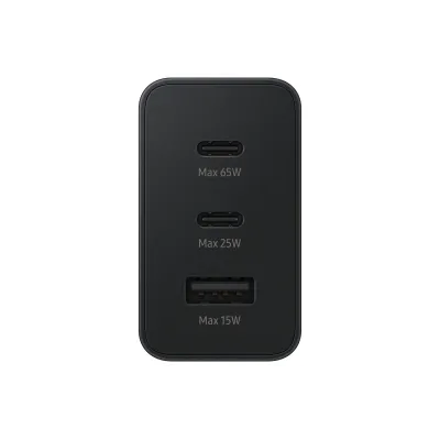 Carregador SAMSUNG Trio 65W USB-C 25W USB-C 15W USB-A Preto