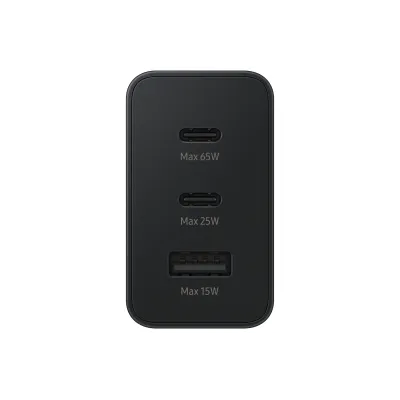 Carregador SAMSUNG Trio 65W USB-C 25W USB-C 15W USB-A Preto