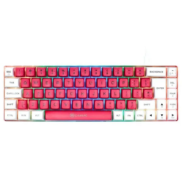 Teclado Mecânico GAMIAC TKL RGB69G SF Kailh Vermelho Branco Rosa