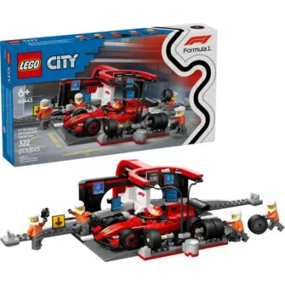 LEGO City Boxe de F1 e Equipa da Boxe com Carro da Ferrari – 60443