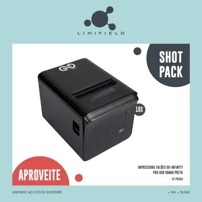 Shot Pack – 10 * Impressora Talões Go-Infinity P80 Usb 80MM Preta