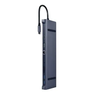 Adaptador – Docking Station Type-C 10IN1 HUB3.0 4K Hdmi DP VGA Audio Leitor de Cartões USB Type-C Lan e Audio