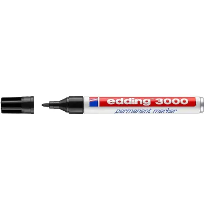 Marcador Edding 3000 Permanente Ponta Redonda de 1.5mm Recarregável Preto