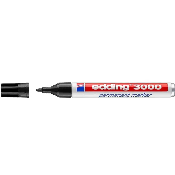 Marcador Edding 3000 Permanente Ponta Redonda de 1.5mm Recarregável Preto
