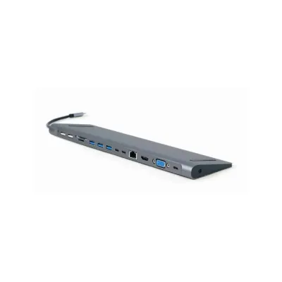Adaptador – Docking Station Type-C 9IN1 Hub 3xUsb3.0 2xUsb2.0 4K Hdmi Vga Audio Gigabit lan Leitor de Cartões Type-C PD