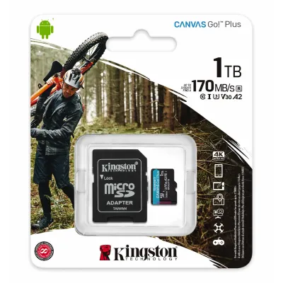 Micro Sd Kingston Canvas Go Plus 1Tb class10 UHS-I U3 V30 A2(170MB/s-90MB/s)