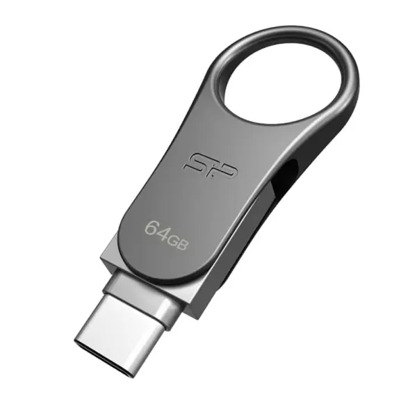 Pen Drive Silicon Power 64Gb Drive Mobile C80 Metal Type C + Usb 3